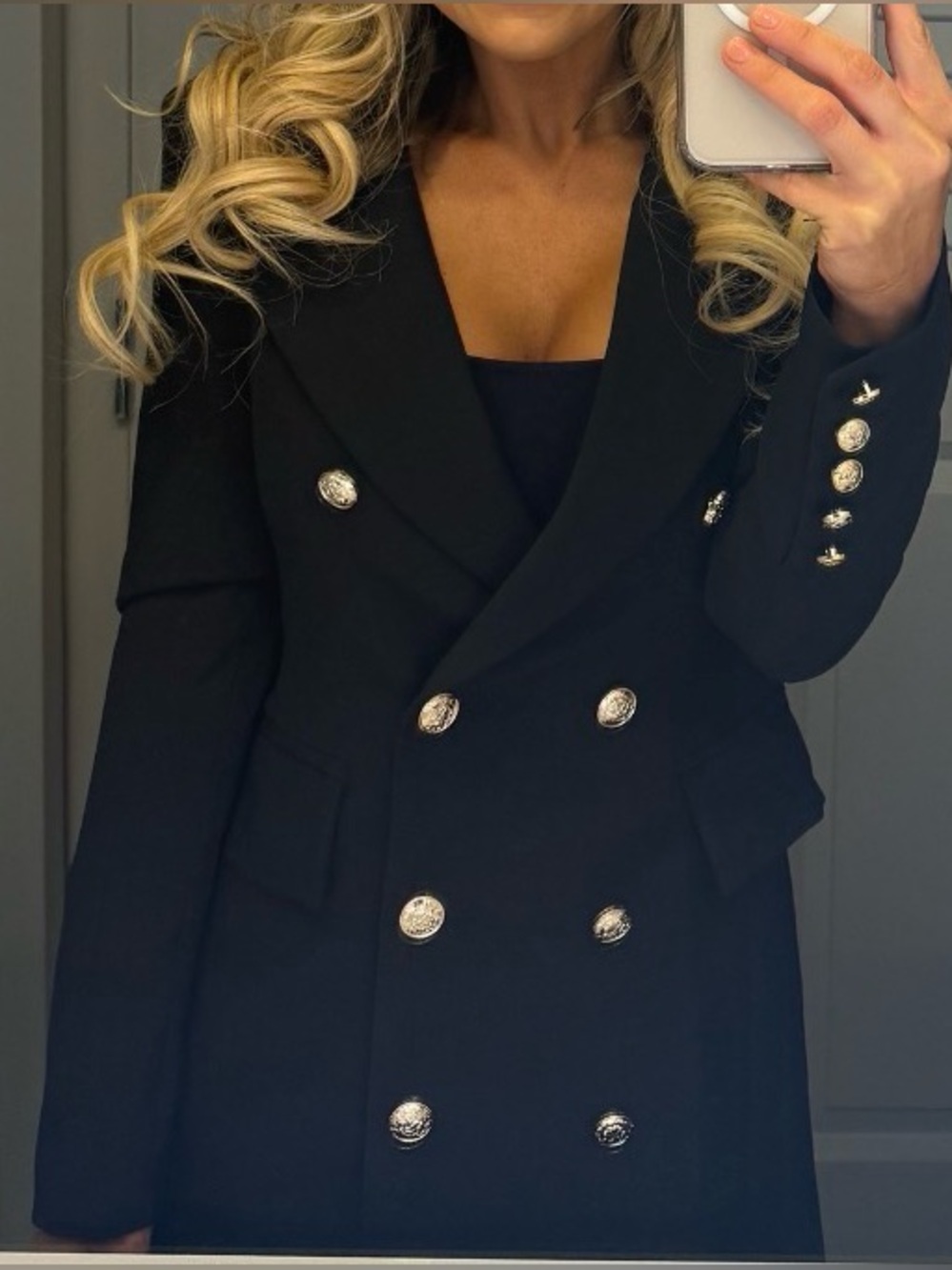 Lulus Captain's Blog Black Double-breasted Coat - Size XS, Worn Once